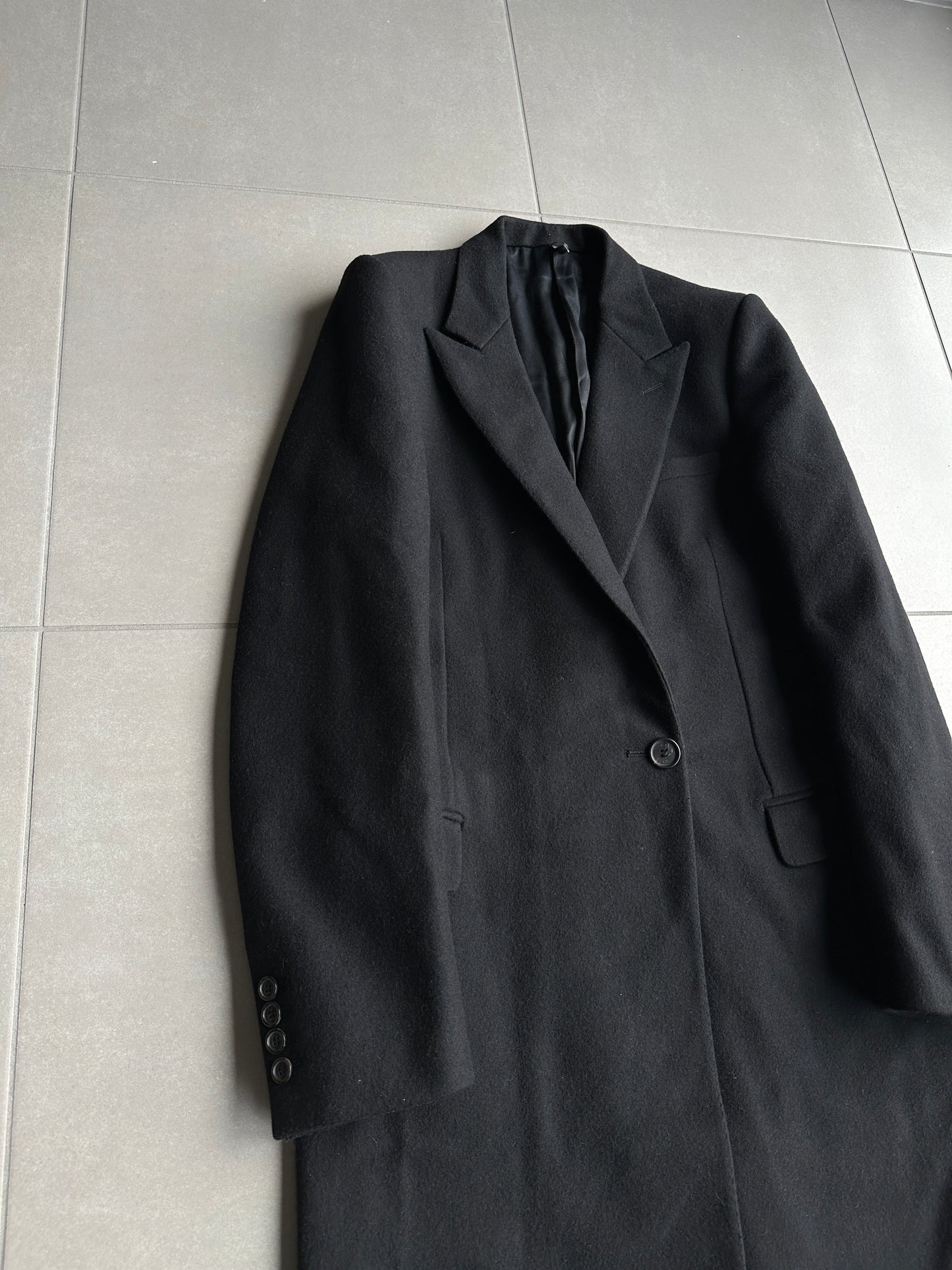 Dior Homme AW06 “These grey days” Peak lapel wool/cashmere blend coat