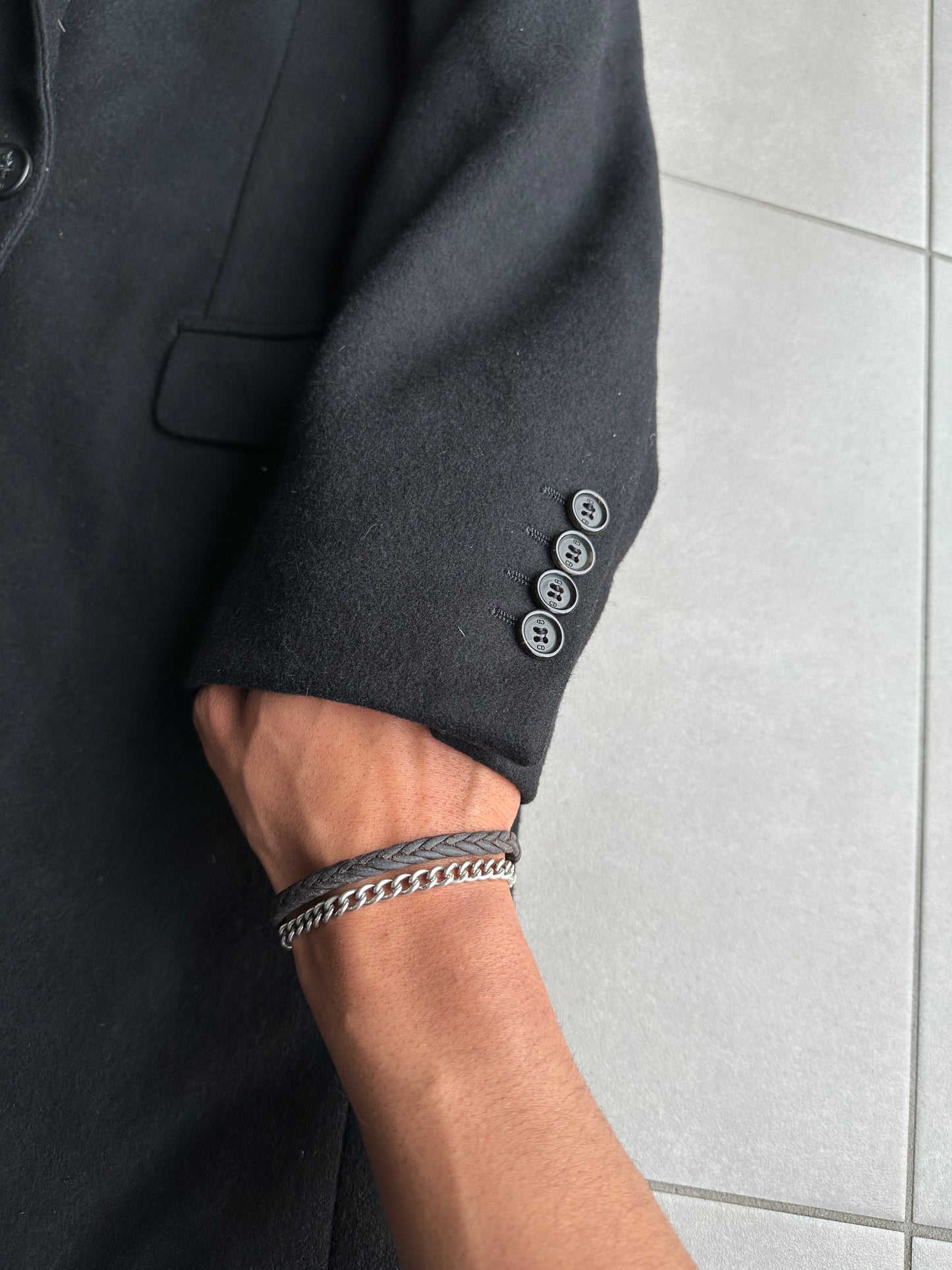 Dior Homme AW06 “These grey days” Peak lapel wool/cashmere blend coat