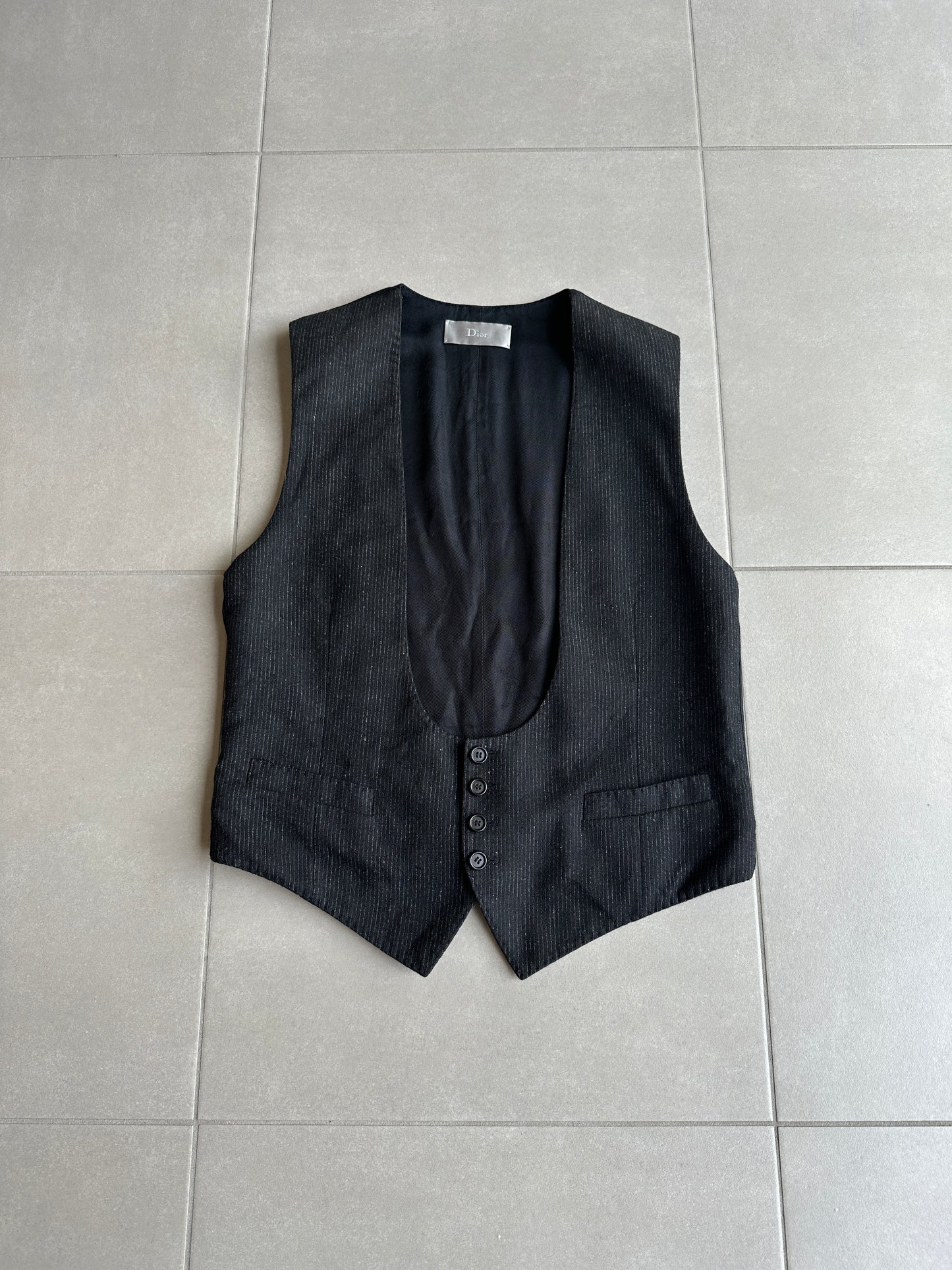 Dior Homme AW06 "These grey days" pinstripe waistcoat
