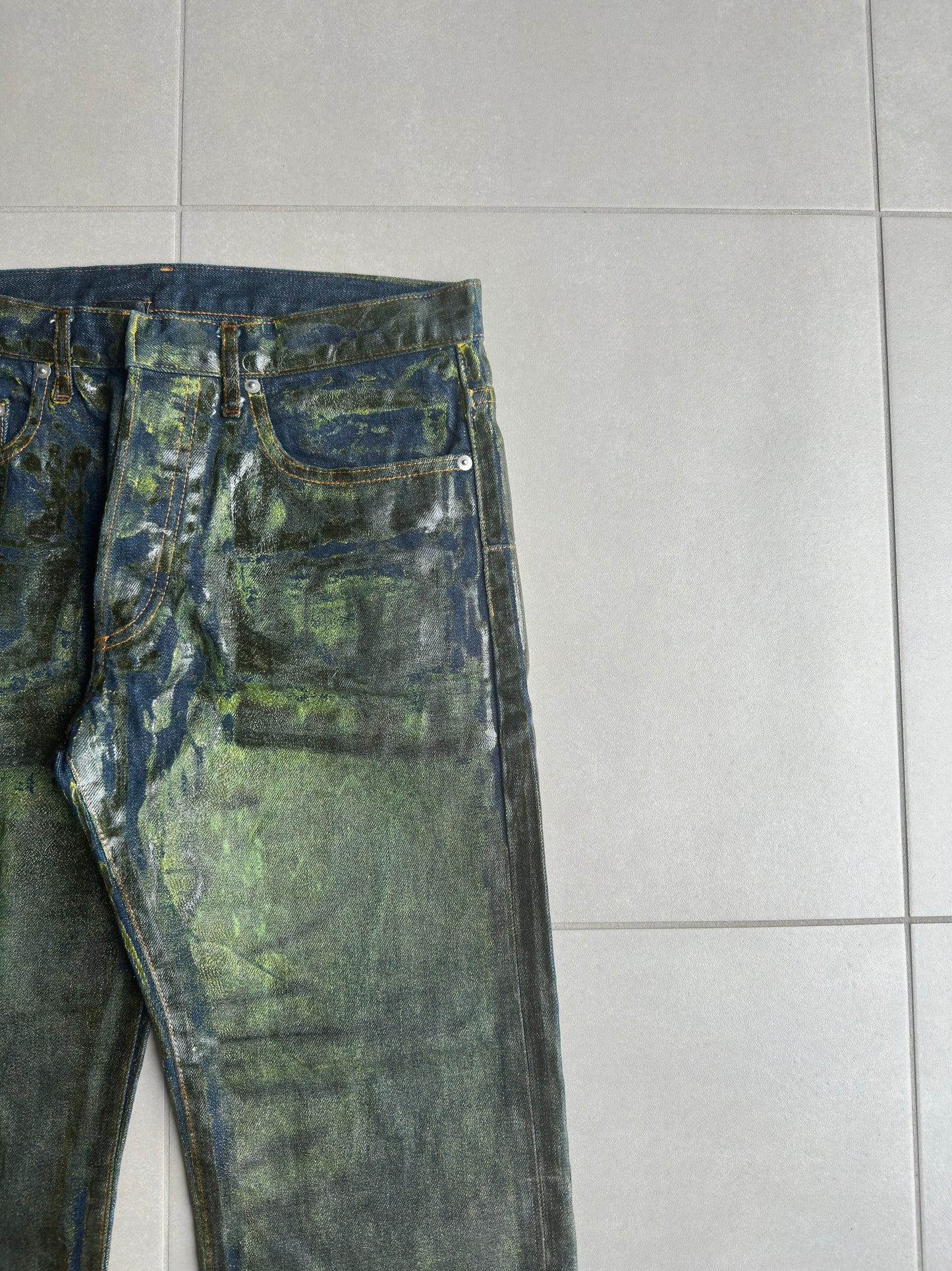 Dior Homme by Hedi Slimane AW03 "Luster" green waxed denim