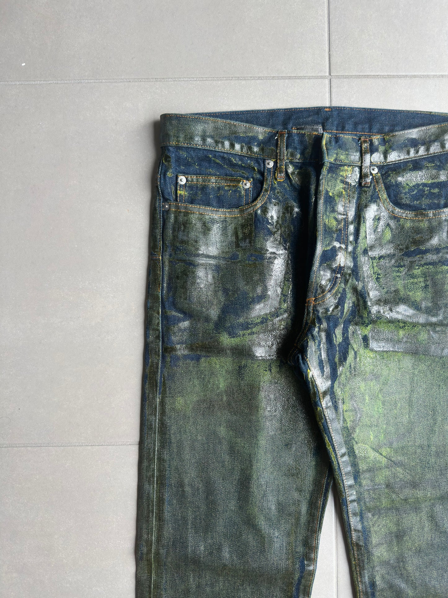 Dior Homme by Hedi Slimane AW03 "Luster" green waxed denim