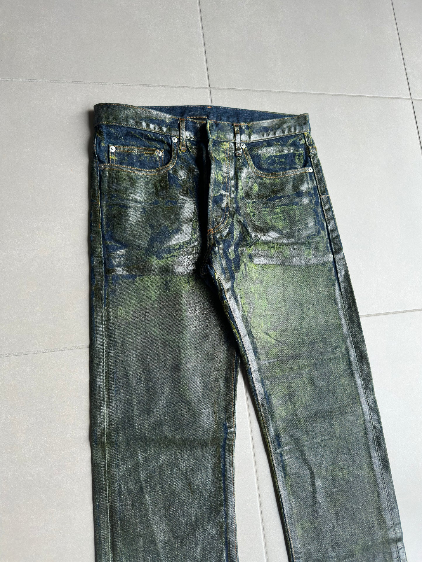 Dior Homme by Hedi Slimane AW03 "Luster" green waxed denim