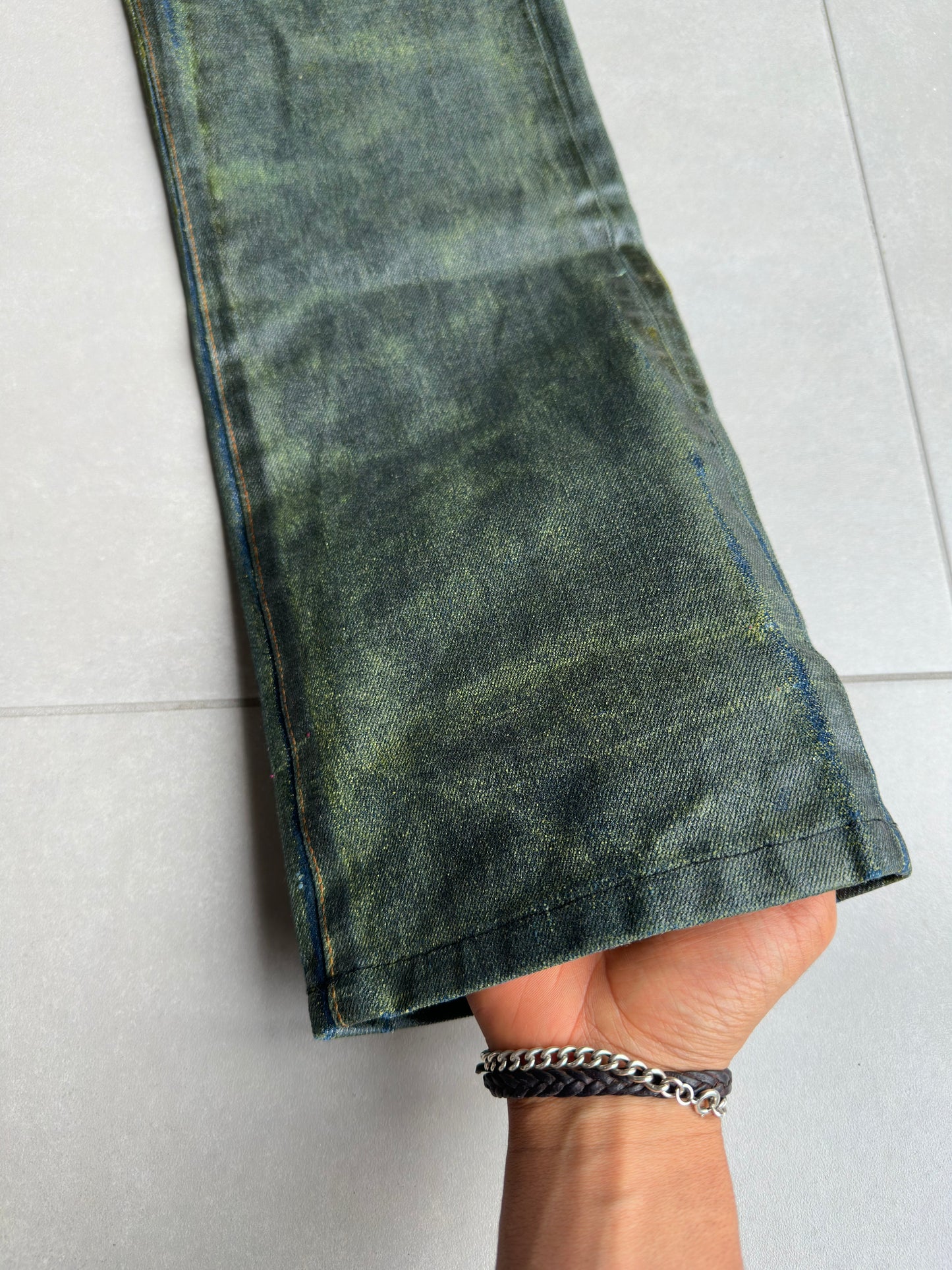 Dior Homme by Hedi Slimane AW03 "Luster" green waxed denim