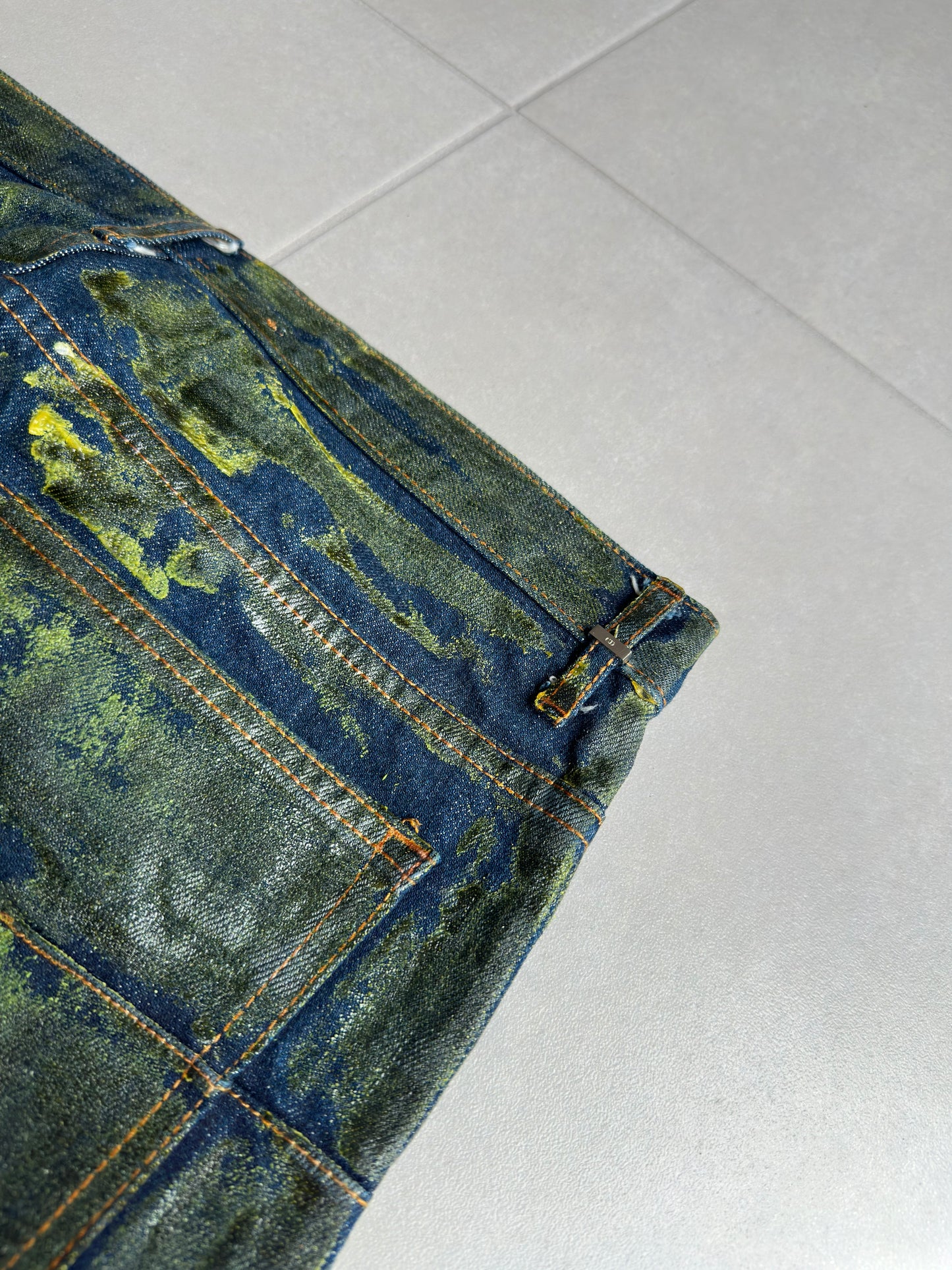 Dior Homme by Hedi Slimane AW03 "Luster" green waxed denim
