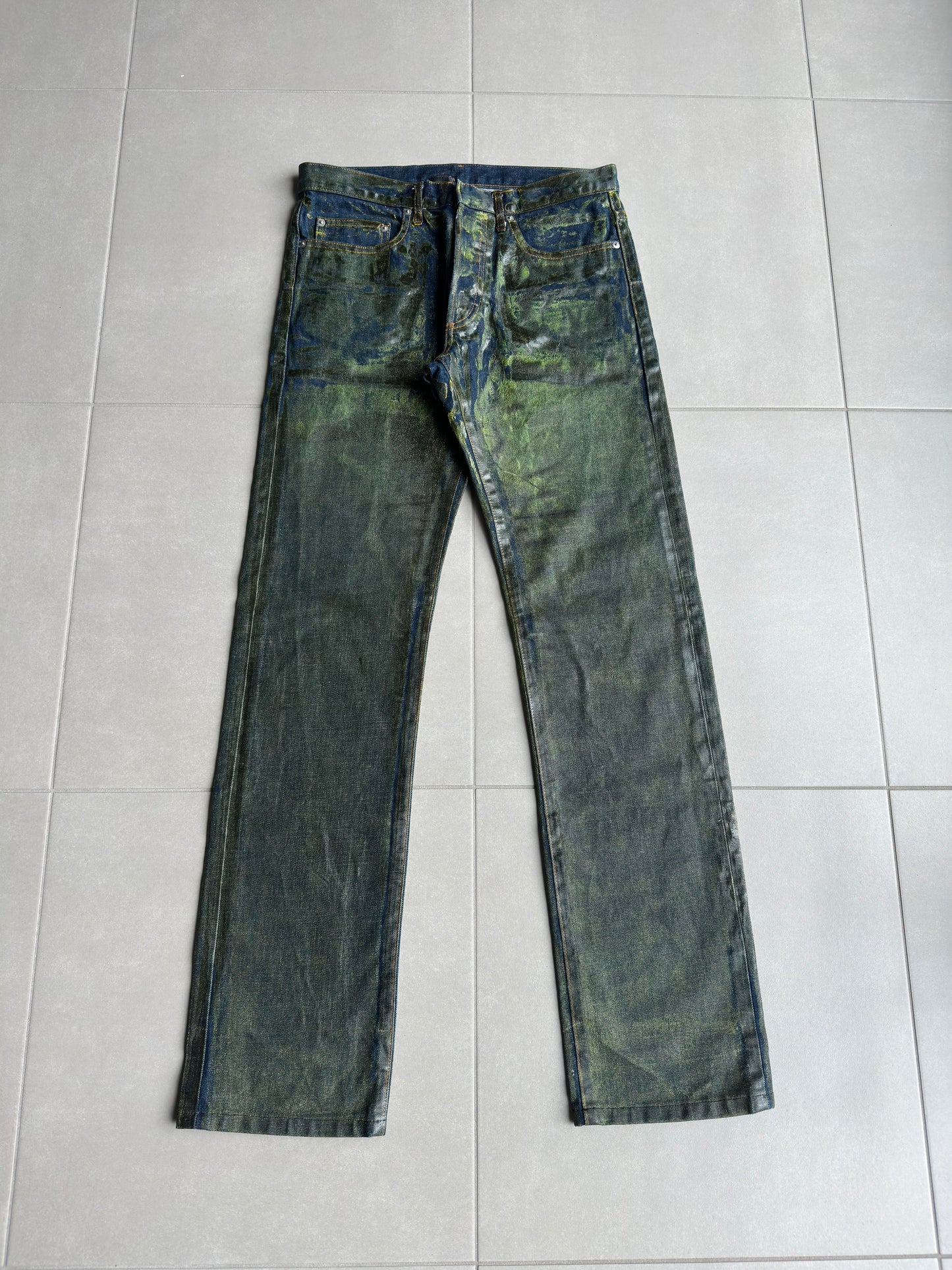 Dior Homme by Hedi Slimane AW03 "Luster" green waxed denim