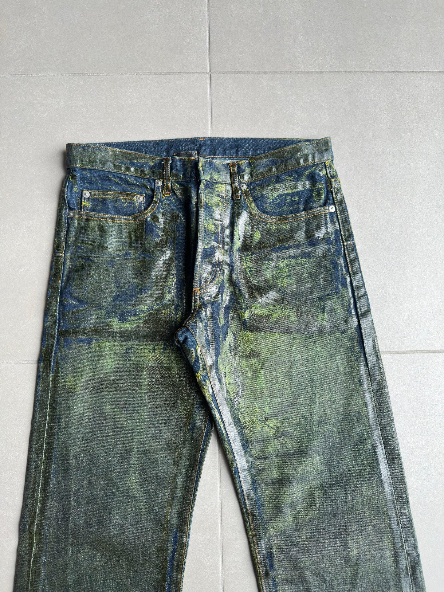 Dior Homme by Hedi Slimane AW03 "Luster" green waxed denim