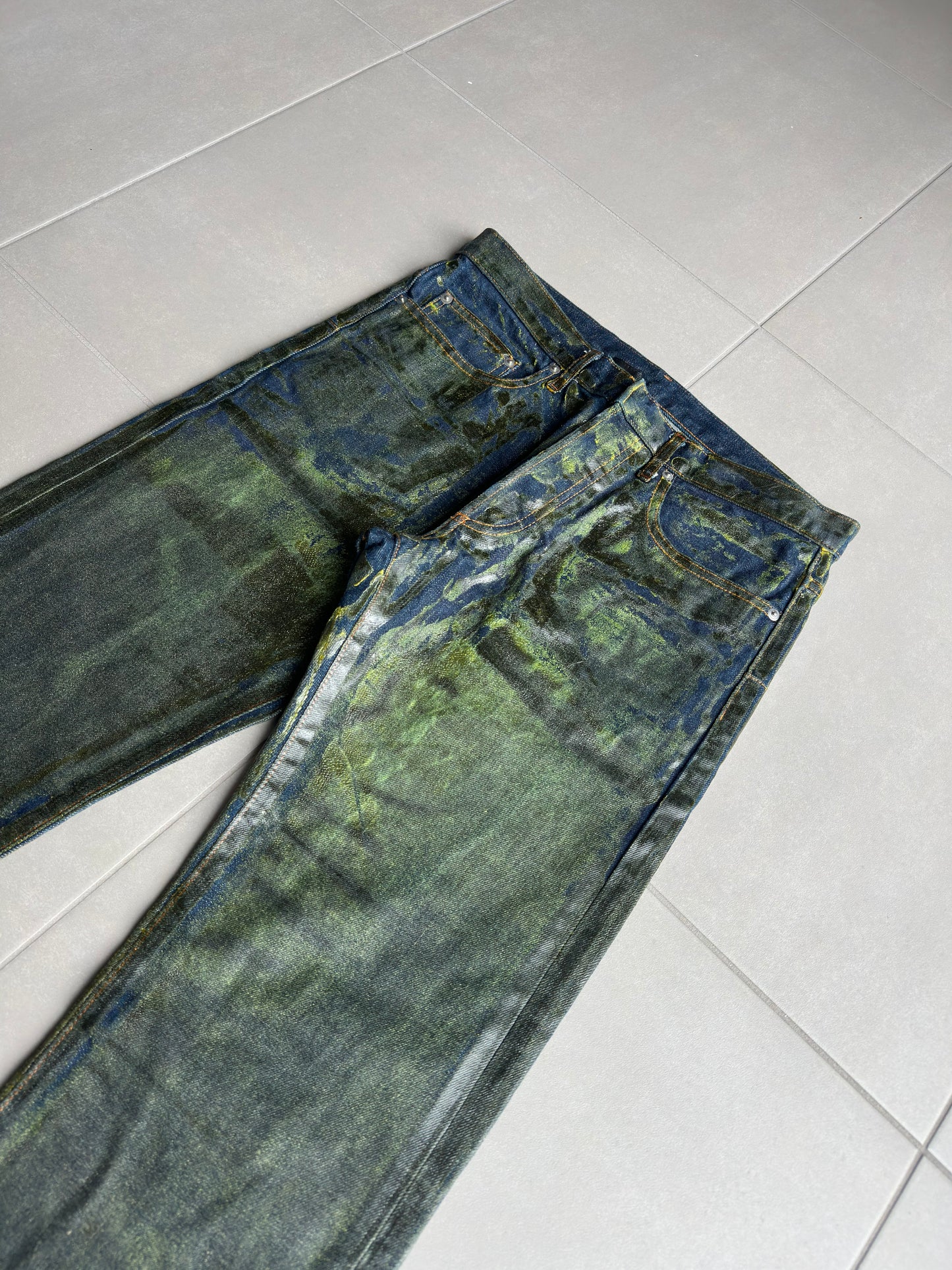 Dior Homme by Hedi Slimane AW03 "Luster" green waxed denim