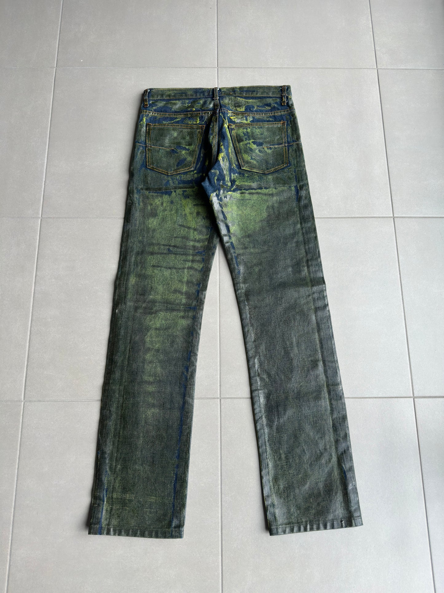 Dior Homme by Hedi Slimane AW03 "Luster" green waxed denim
