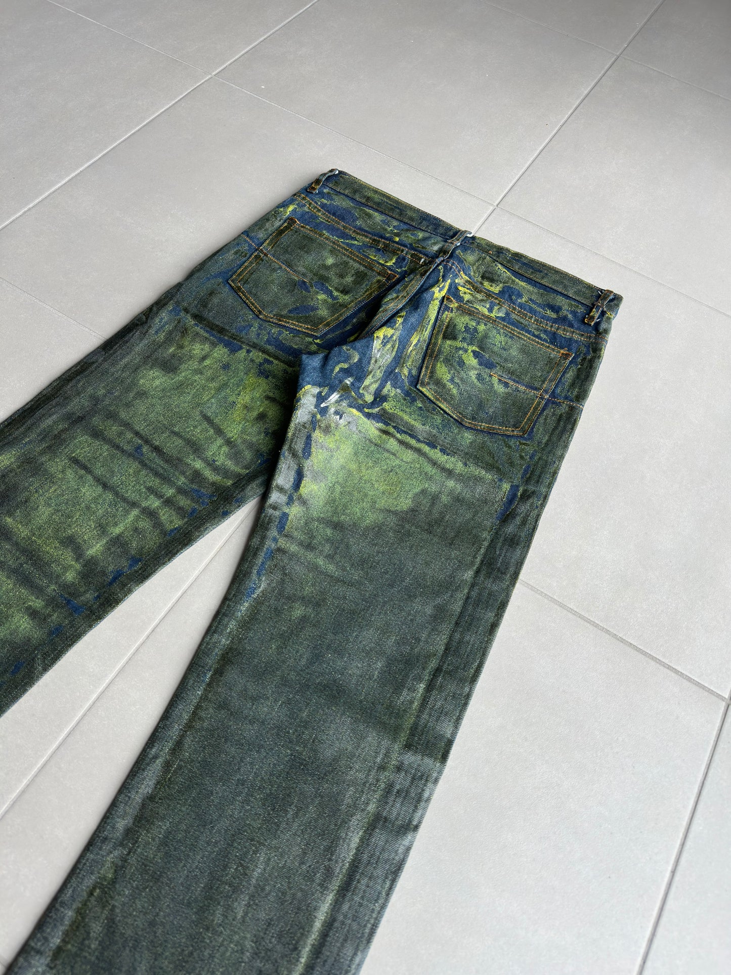 Dior Homme by Hedi Slimane AW03 "Luster" green waxed denim