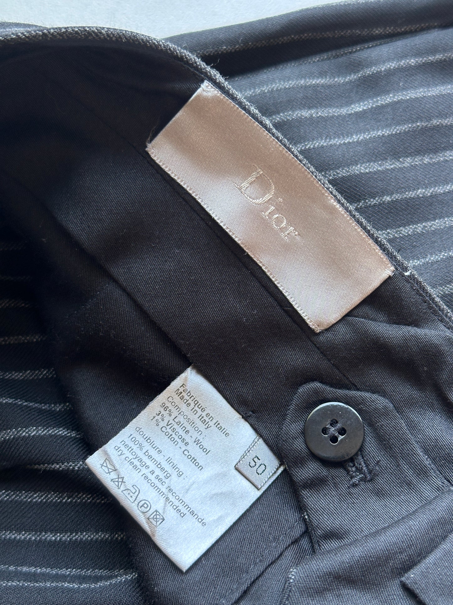 Dior Homme AW06 "These grey days" pinstripe wool slacks