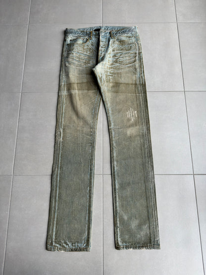 Dior Homme SS04 “Strip” waxed bleu claire clawmark denim