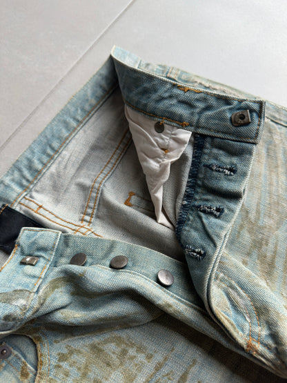 Dior Homme SS04 “Strip” waxed bleu claire clawmark denim