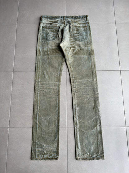 Dior Homme SS04 “Strip” waxed bleu claire clawmark denim