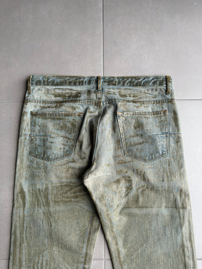 Dior Homme SS04 “Strip” waxed bleu claire clawmark denim
