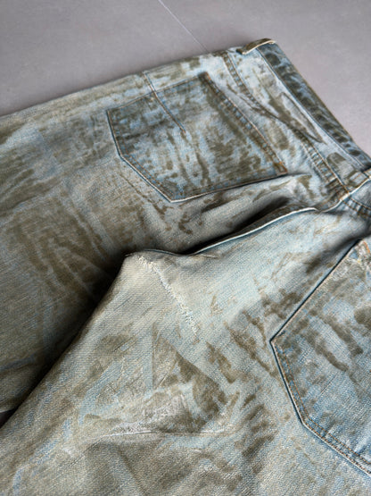 Dior Homme SS04 “Strip” waxed bleu claire clawmark denim