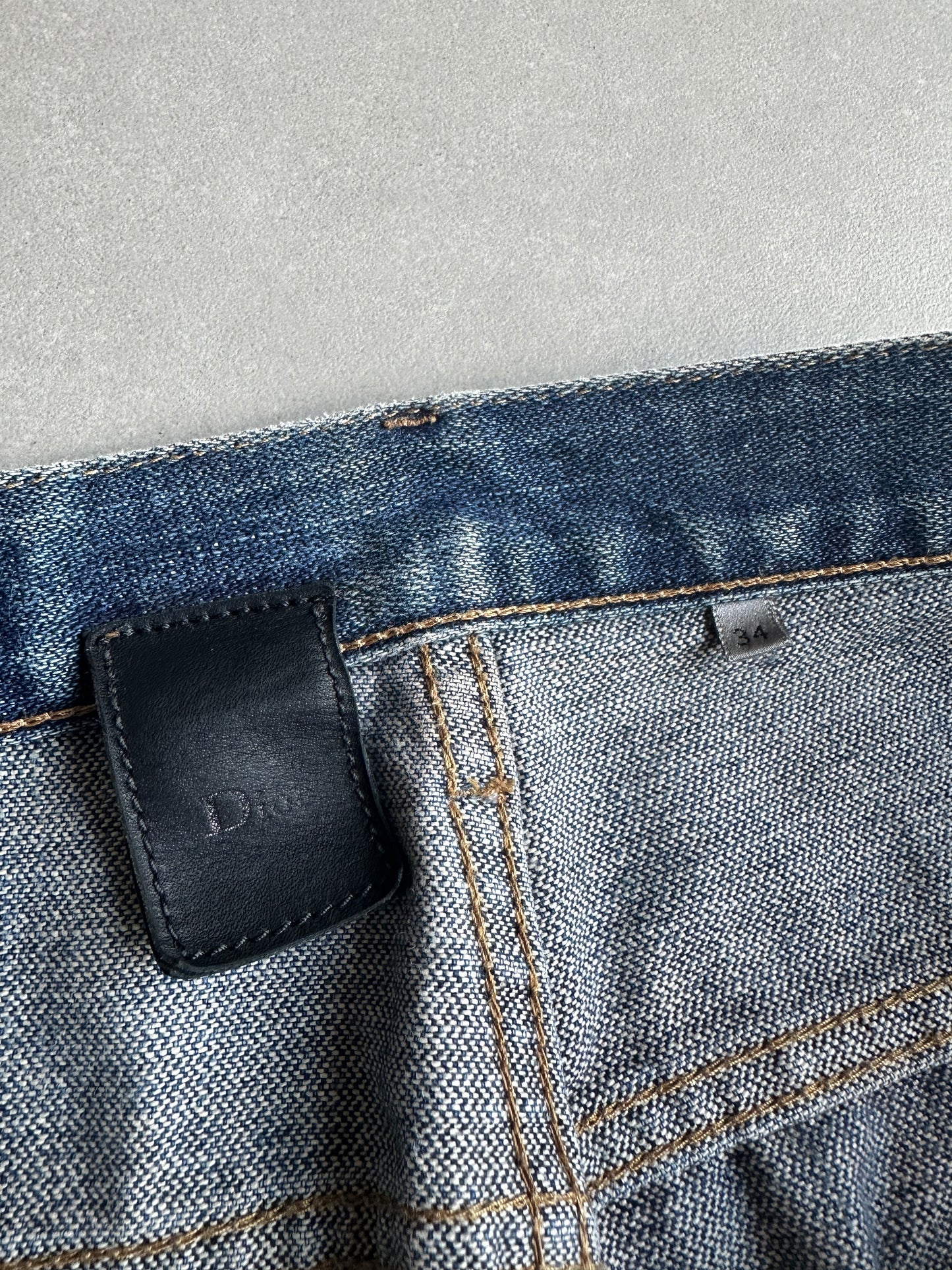 Dior homme AW04 “Victim of the crime” whiskered washed denim