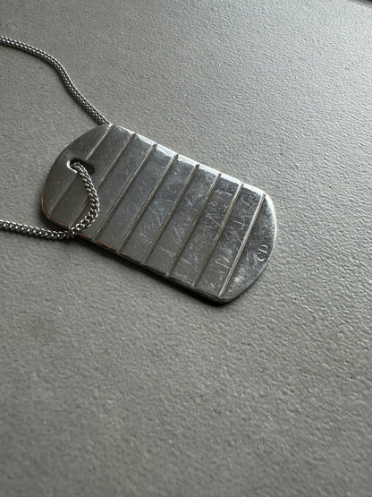 Dior Homme AW05 "In the morning" plisse dog tag 925 silver necklace