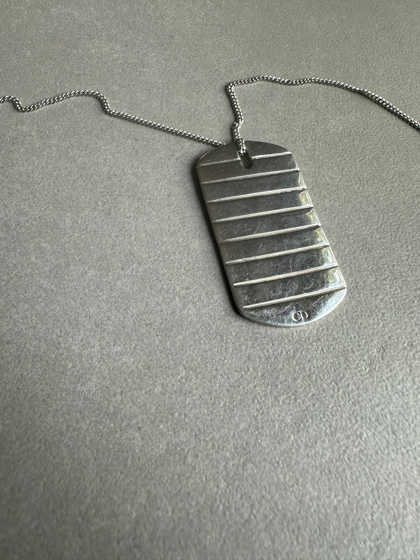 Dior Homme AW05 "In the morning" plisse dog tag 925 silver necklace