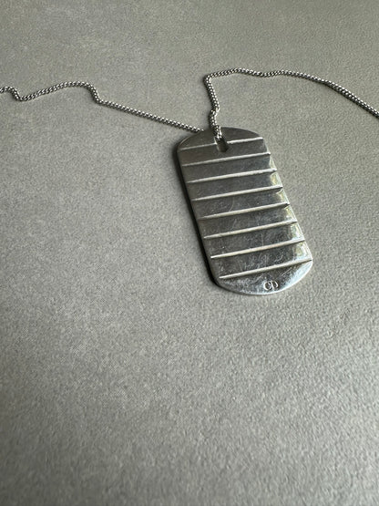 Dior Homme AW05 "In the morning" plisse dog tag 925 silver necklace