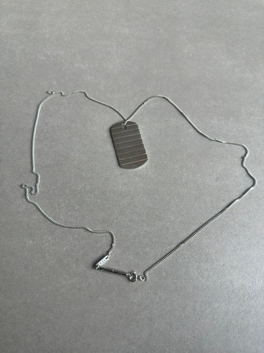 Dior Homme AW05 "In the morning" plisse dog tag 925 silver necklace