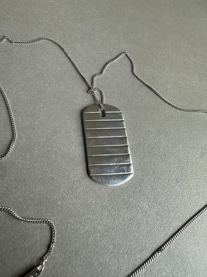 Dior Homme AW05 "In the morning" plisse dog tag 925 silver necklace