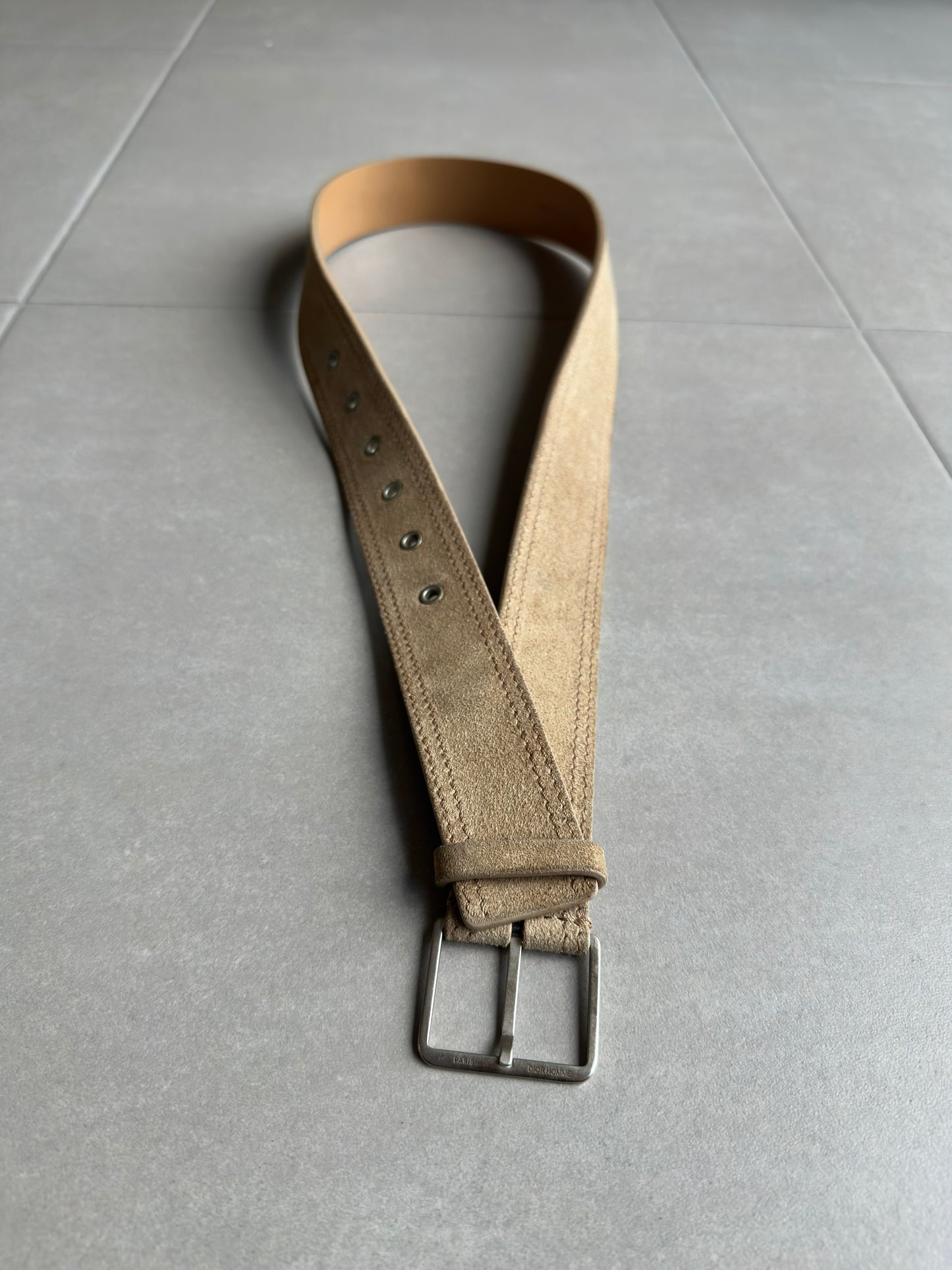 Dior Homme AW04 "Victim of the crime" beige suede leather belt