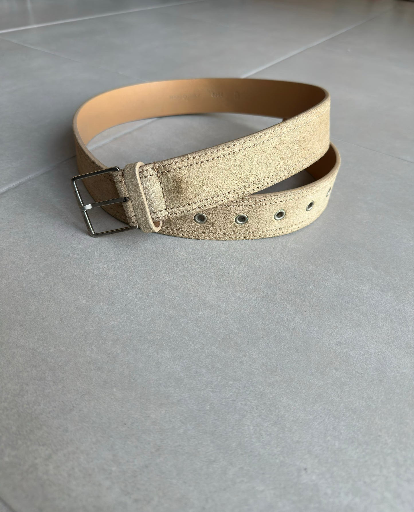 Dior Homme AW04 "Victim of the crime" beige suede leather belt