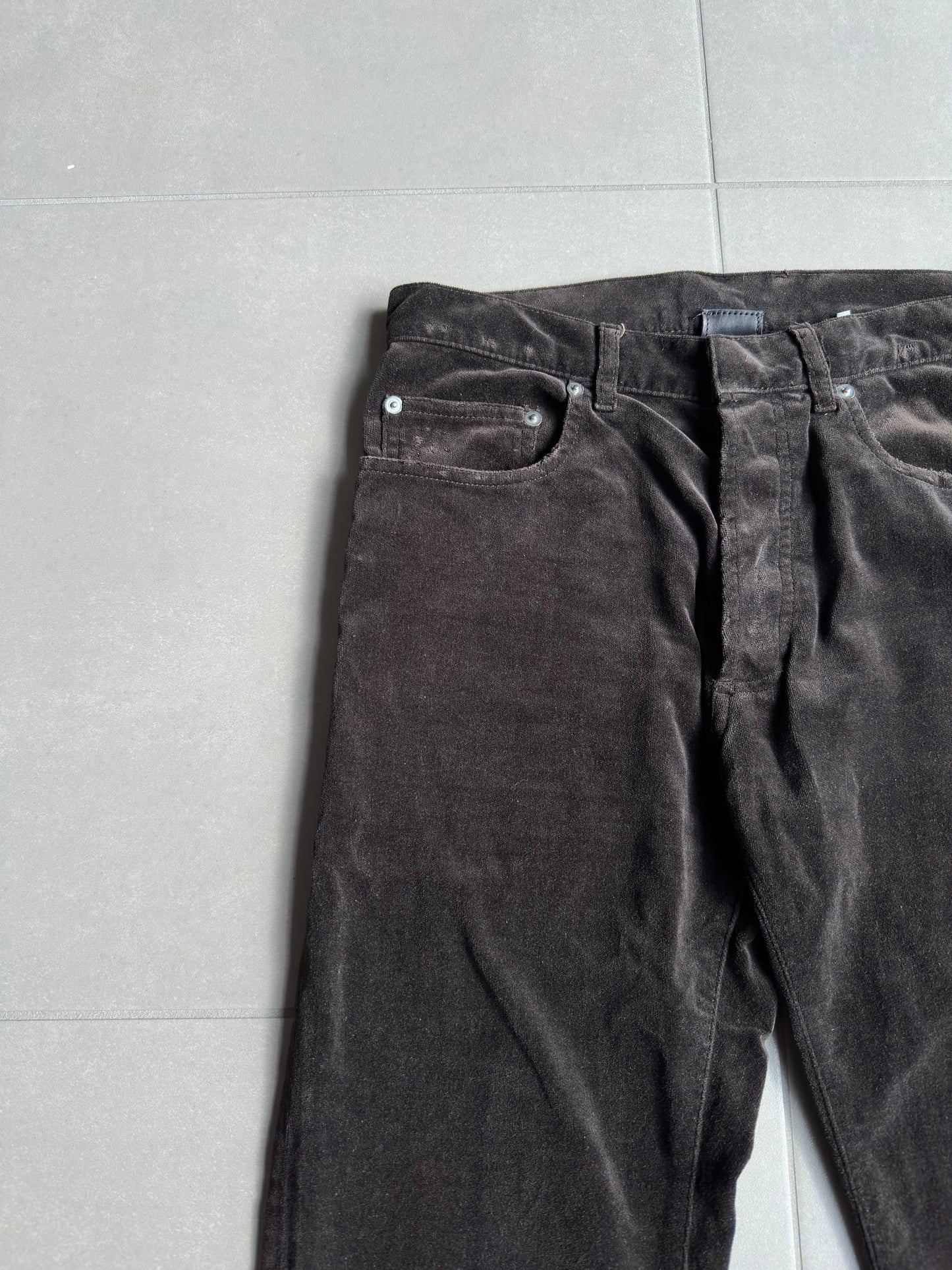 Dior Homme AW05 "in the morning" velvet bootcut trousers