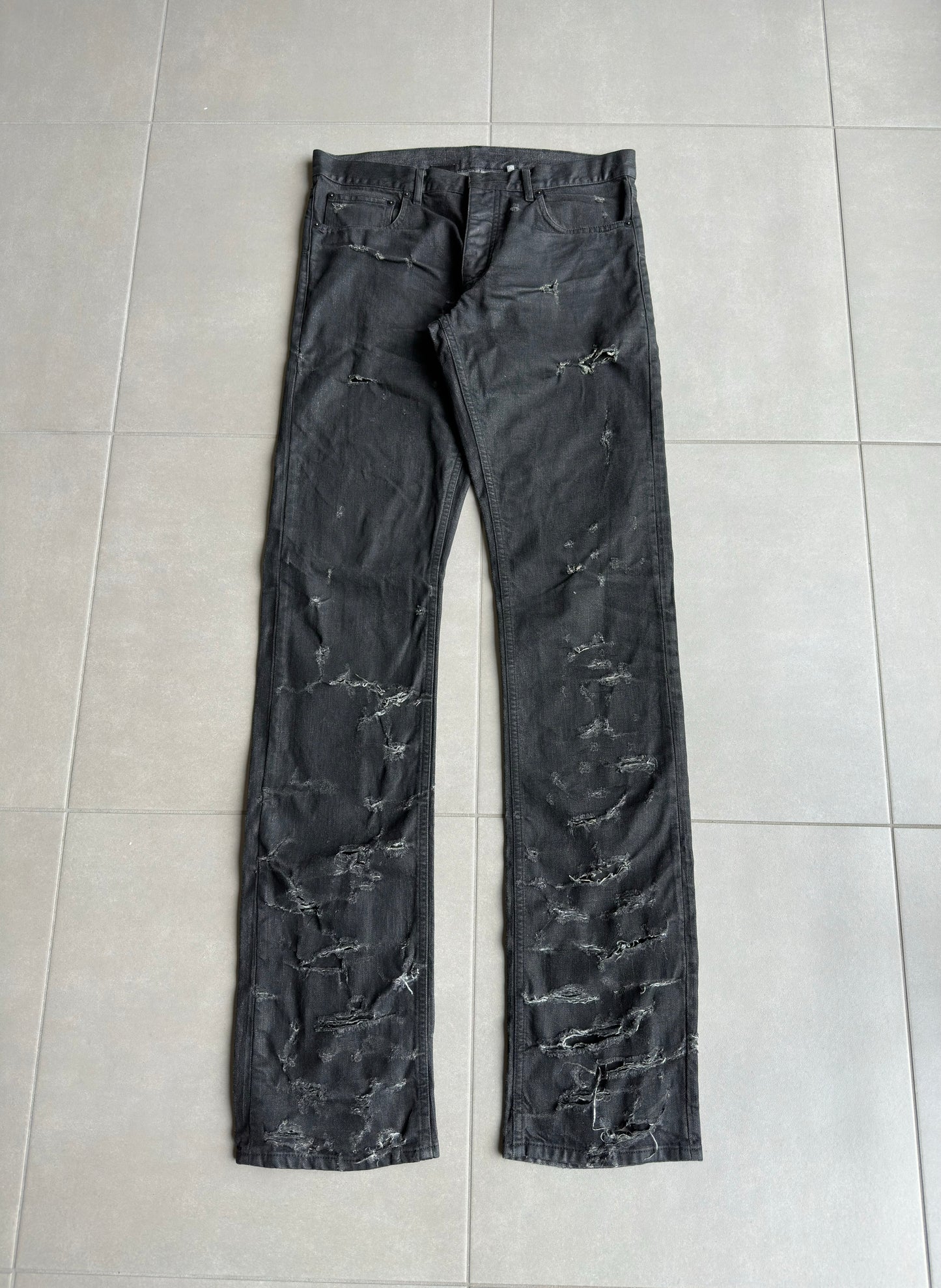 Dior Homme SS04 "Strip" distressed coated jeans