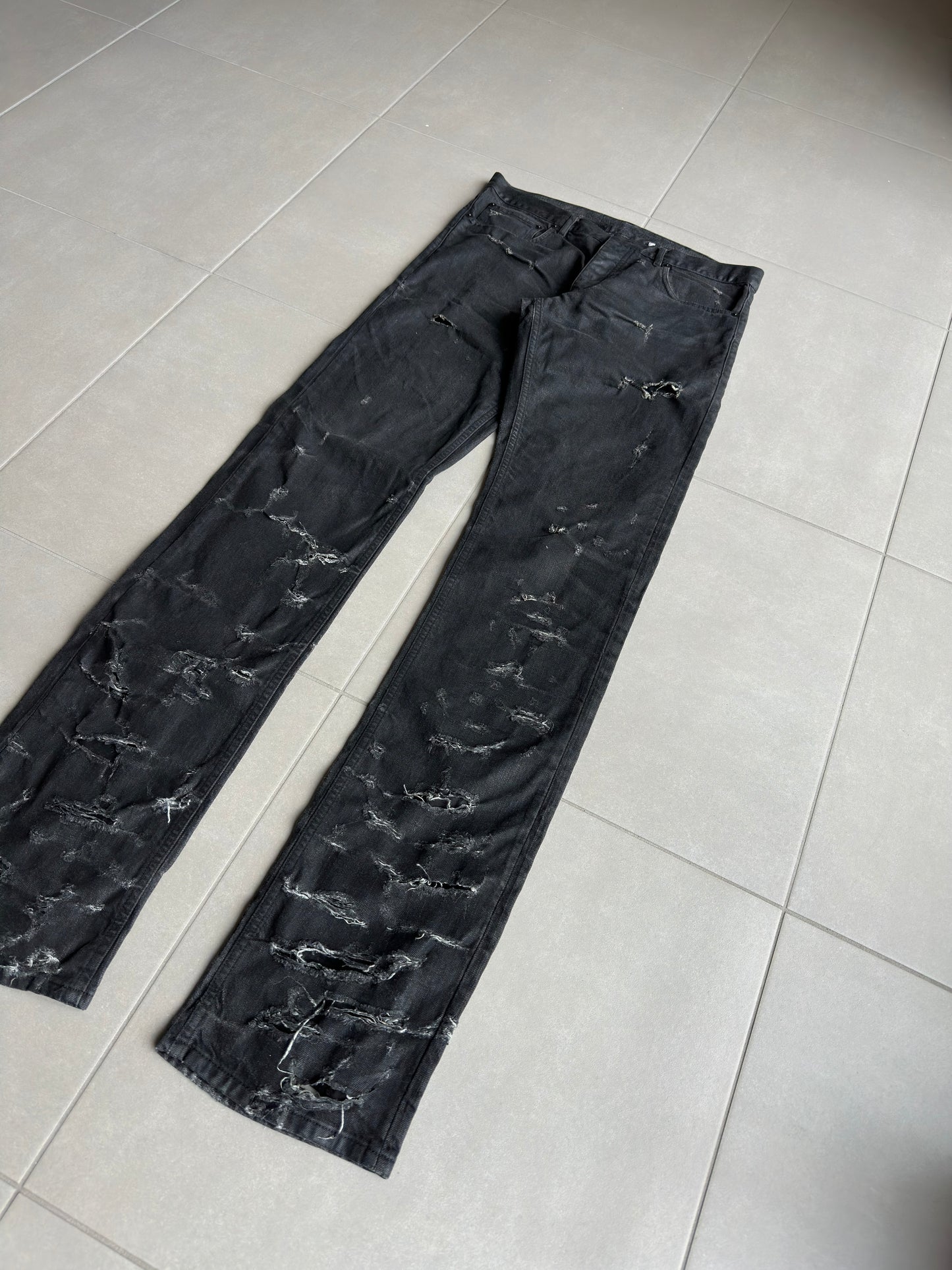 Dior Homme SS04 "Strip" distressed coated jeans