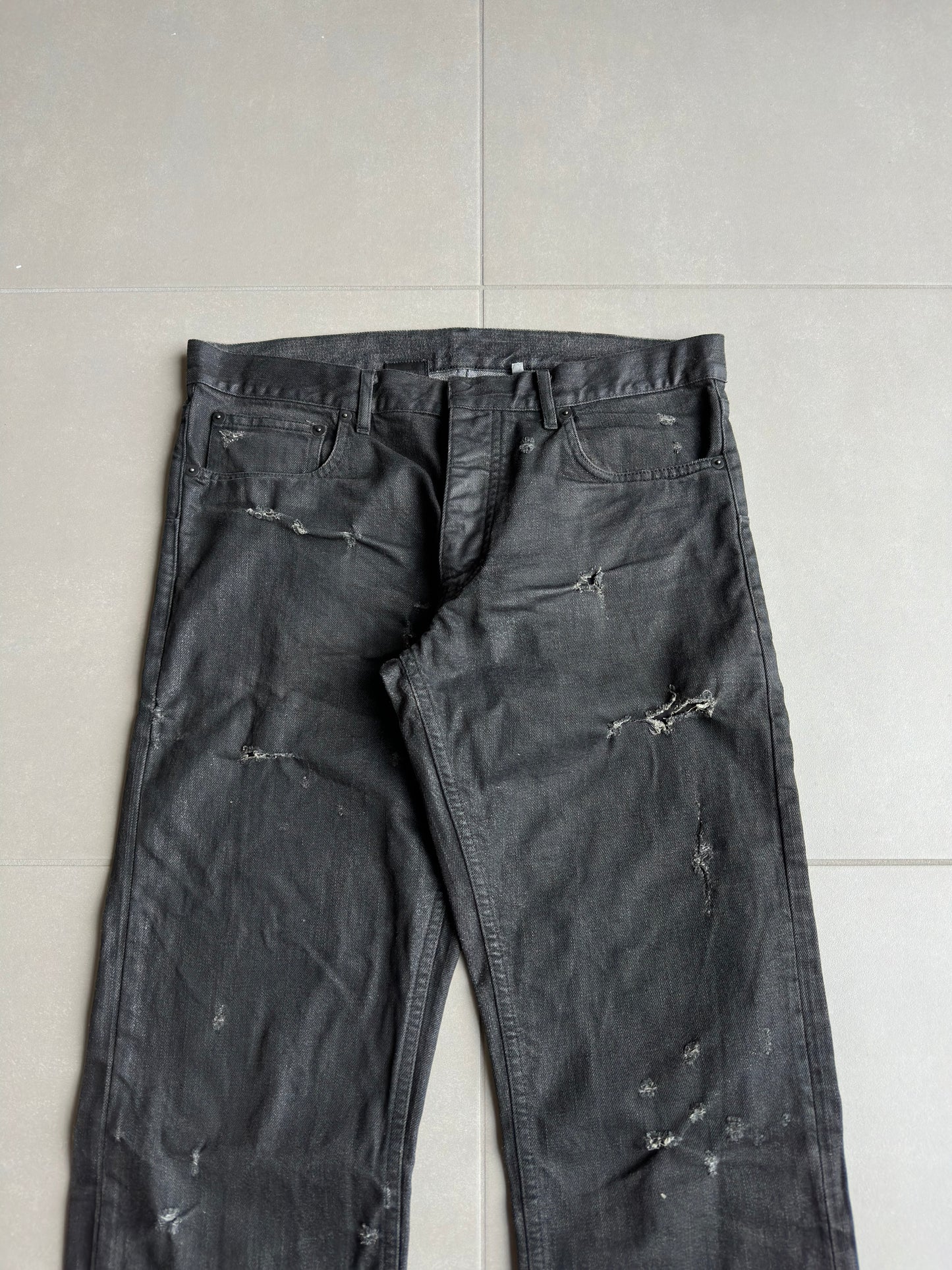 Dior Homme SS04 "Strip" distressed coated jeans