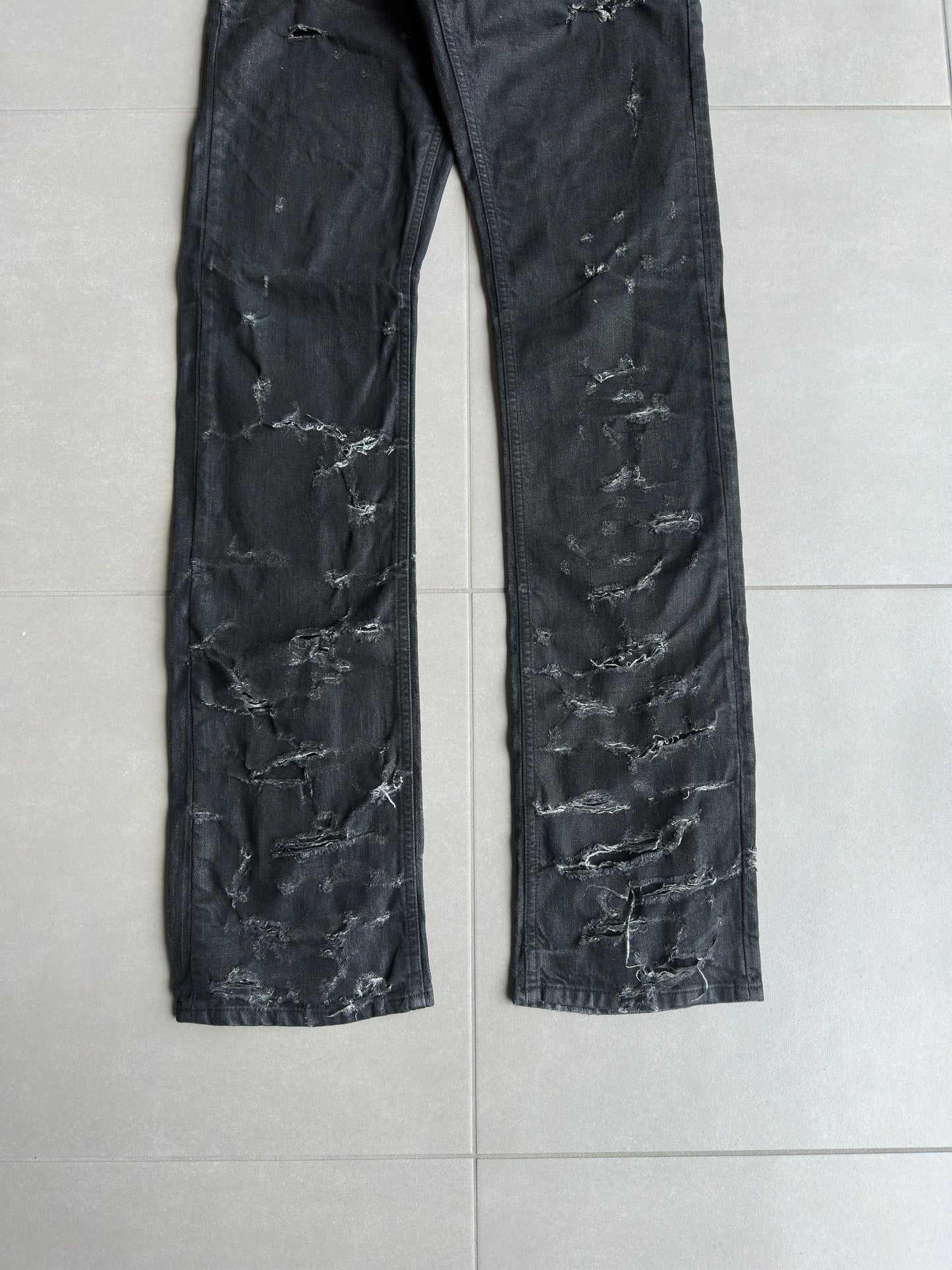 Dior Homme SS04 "Strip" distressed coated jeans