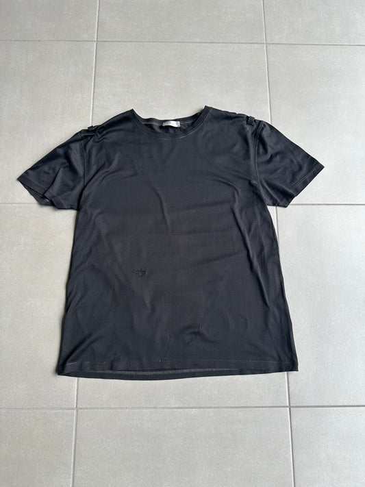 Dior homme AW04 “VOTC” Leather shoulder detail T-shirt