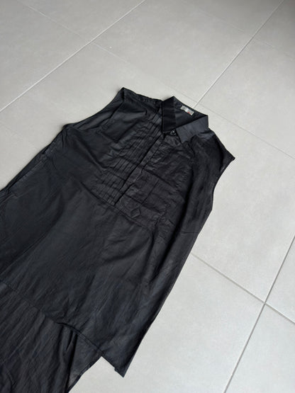 Dior Homme SS04 "Strip" shiny button up tail shirt