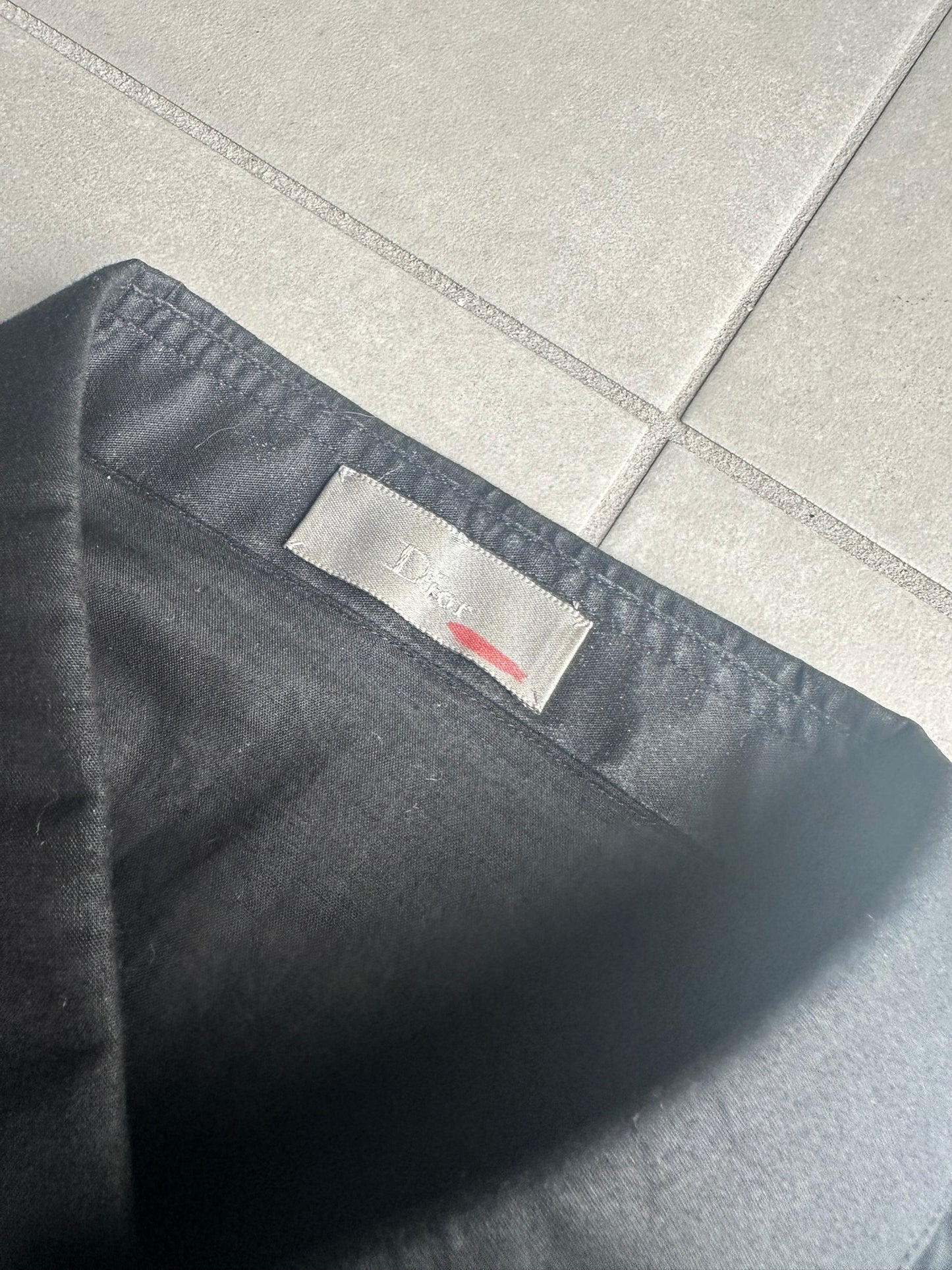 Dior Homme SS04 "Strip" shiny button up tail shirt