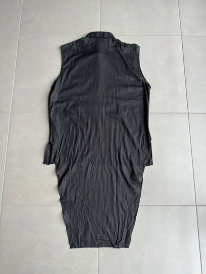 Dior Homme SS04 "Strip" shiny button up tail shirt