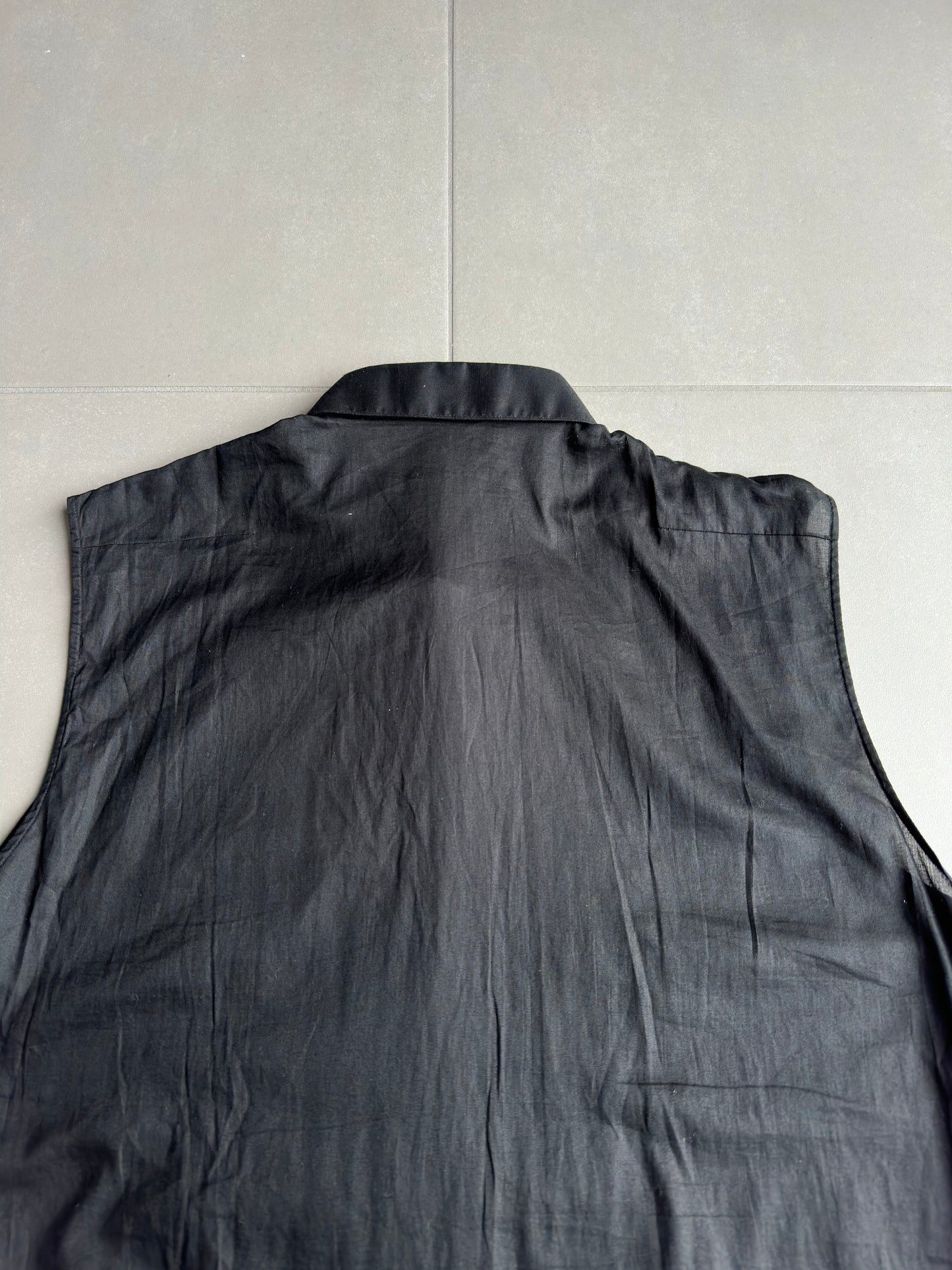 Dior Homme SS04 "Strip" shiny button up tail shirt