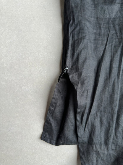 Dior Homme SS04 "Strip" shiny button up tail shirt