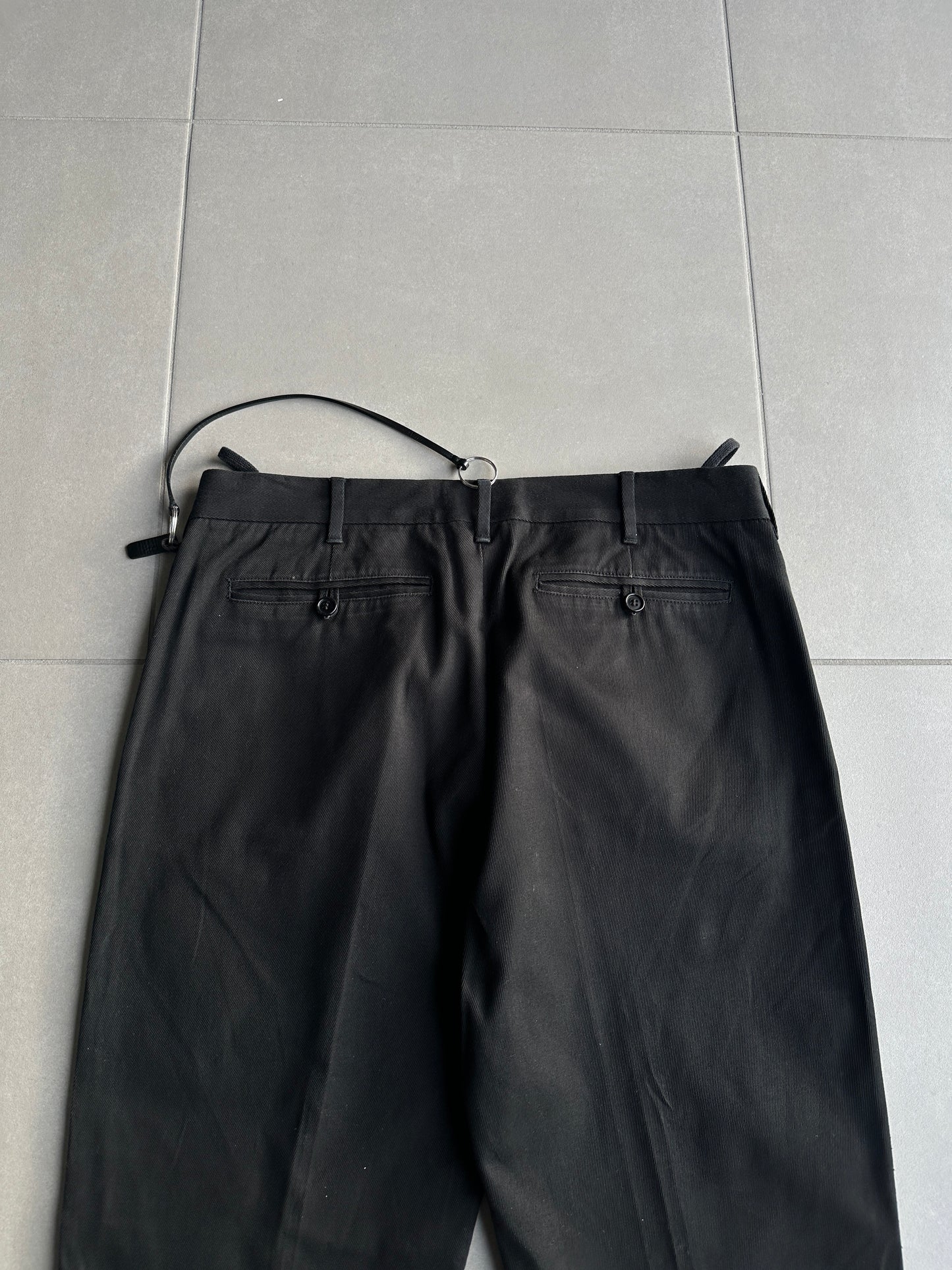 Helmut Lang Circa 2000 leather trim detail trousers