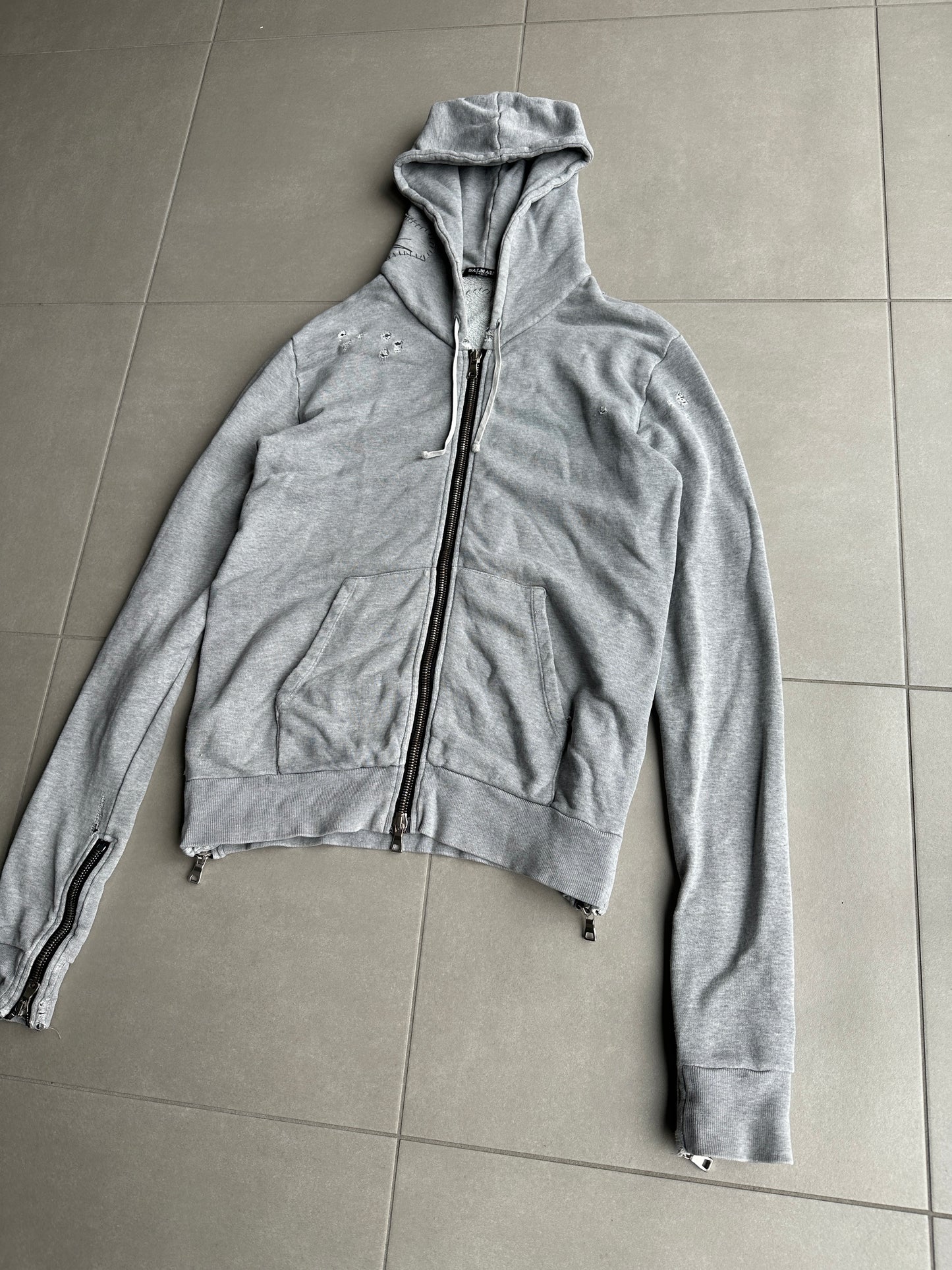 Balmain homme SS11 distressed graffiti hoodie