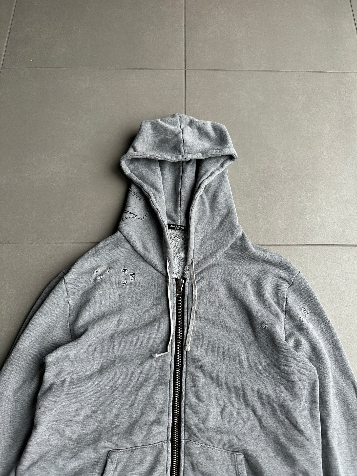 Balmain homme SS11 distressed graffiti hoodie