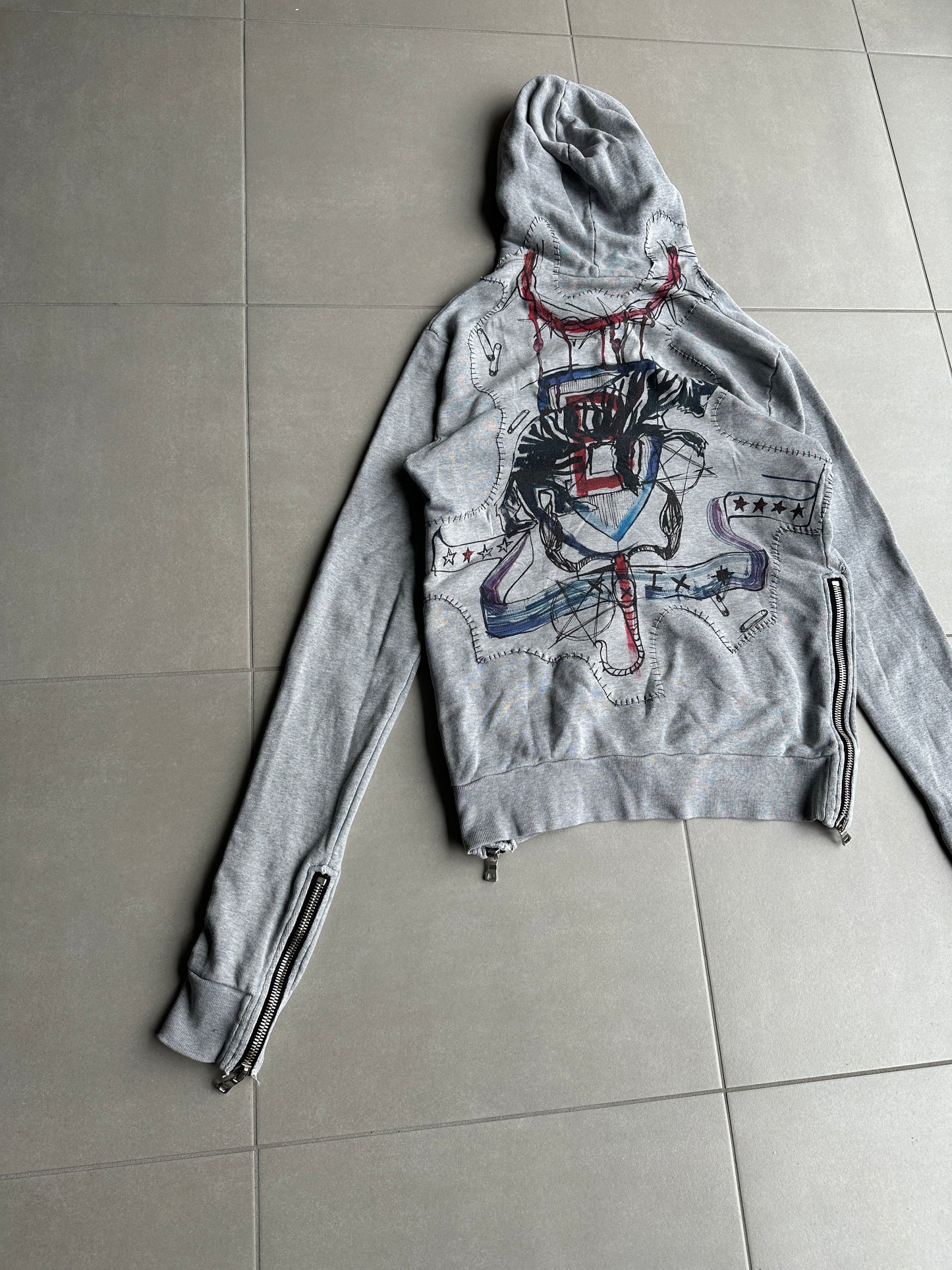 Balmain homme SS11 distressed graffiti hoodie