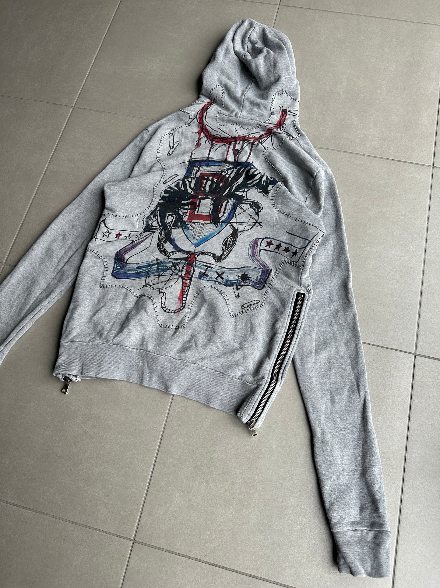 Balmain homme SS11 distressed graffiti hoodie