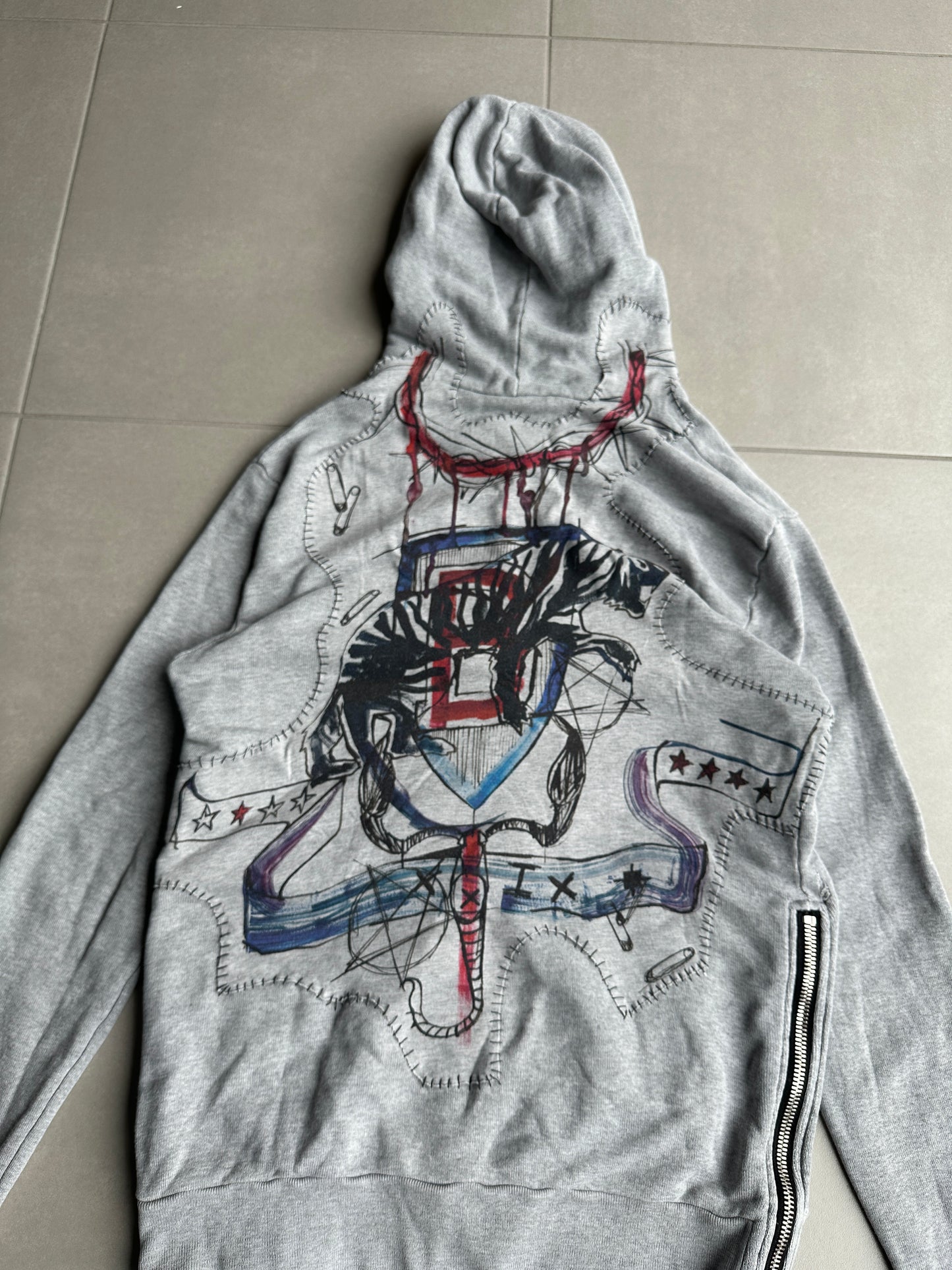 Balmain homme SS11 distressed graffiti hoodie
