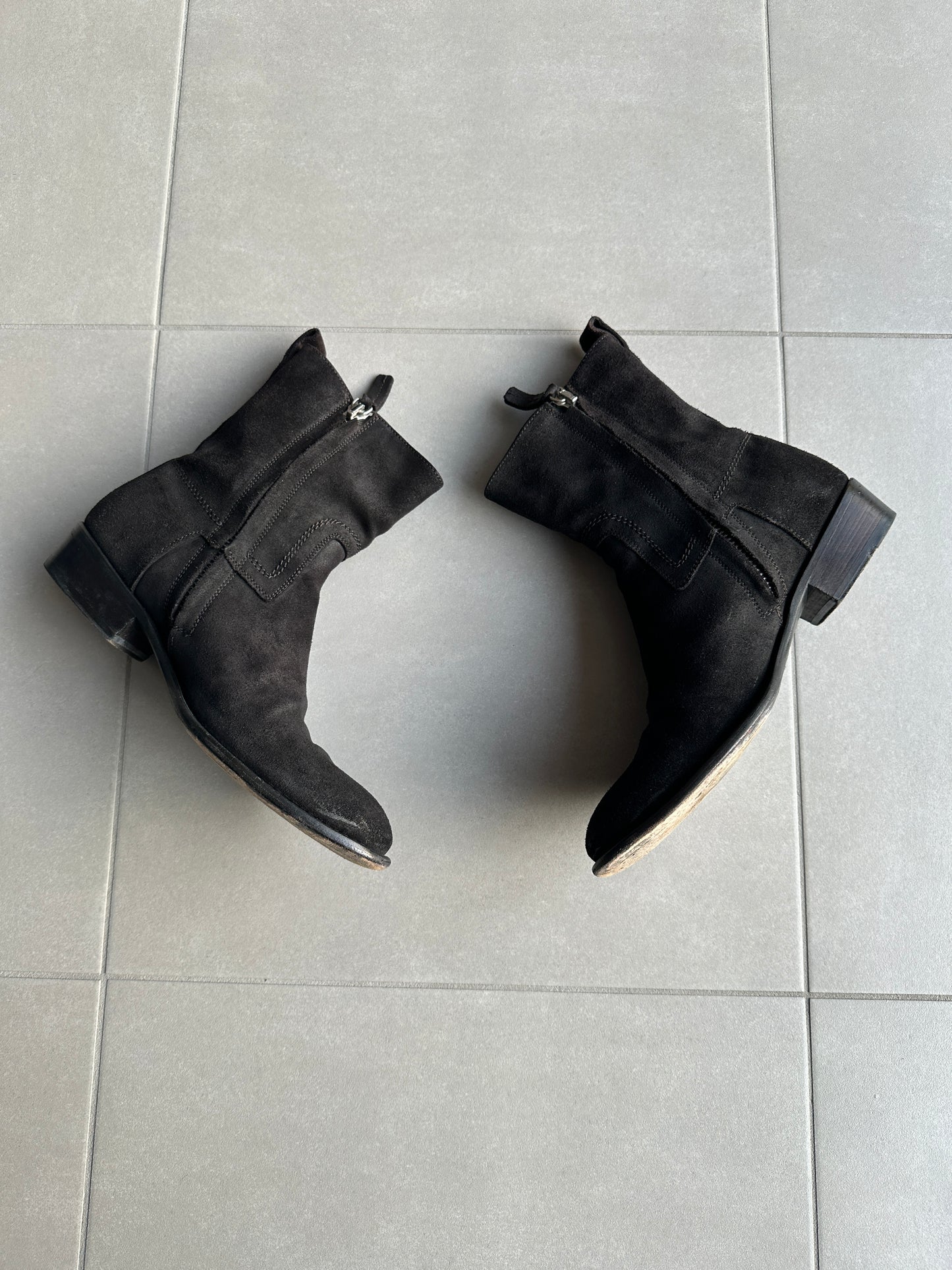 Dior Homme AW07 “Navigate” western Cuban heel suede boots