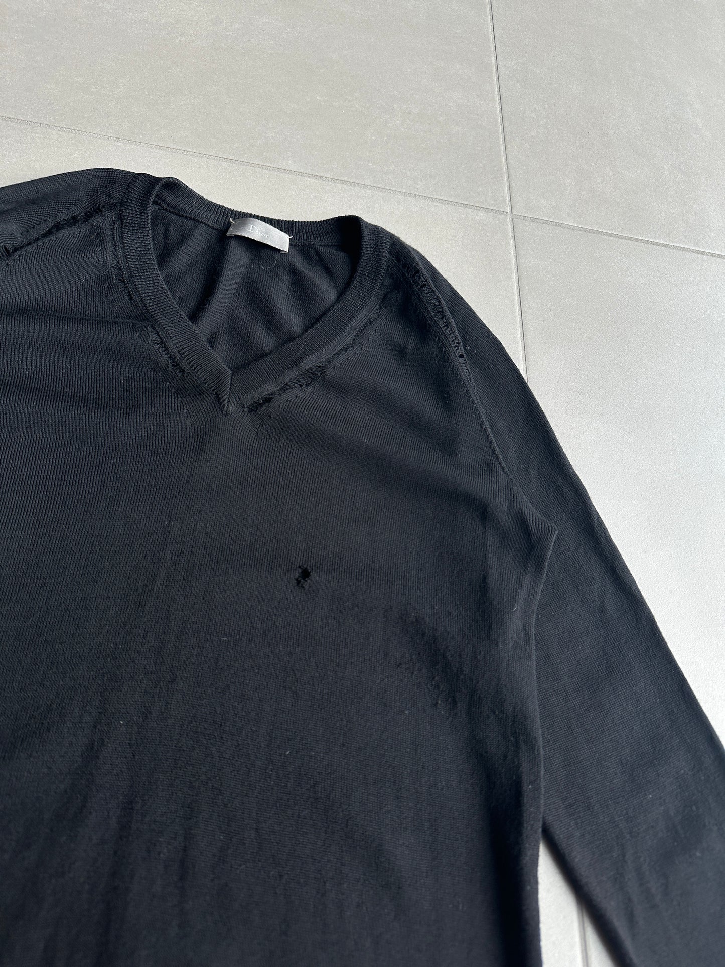 Dior Homme SS07 distressed V-neck sweater