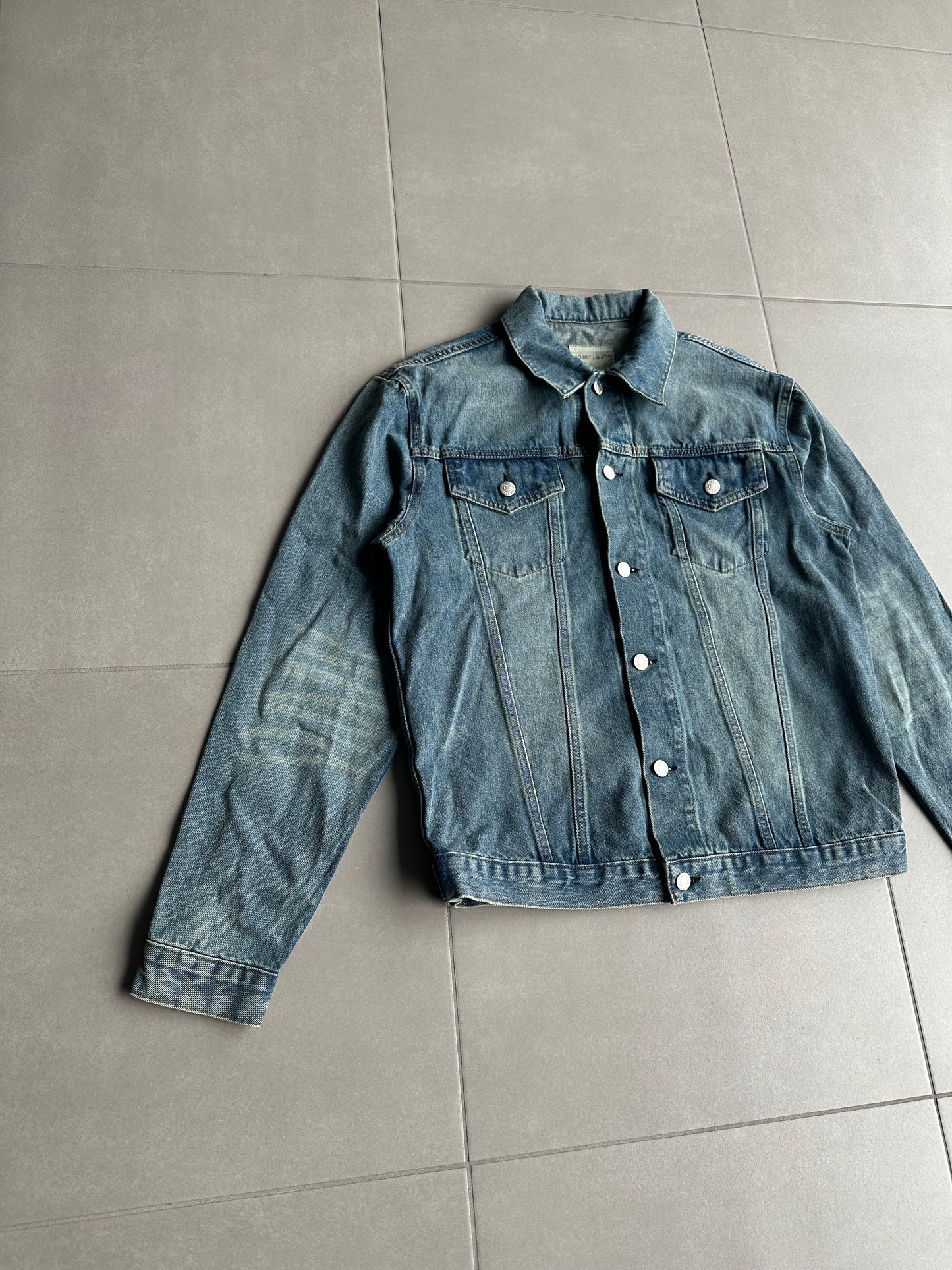 Helmut Lang Circa 2000’s  vintage sanded denim trucker jacket