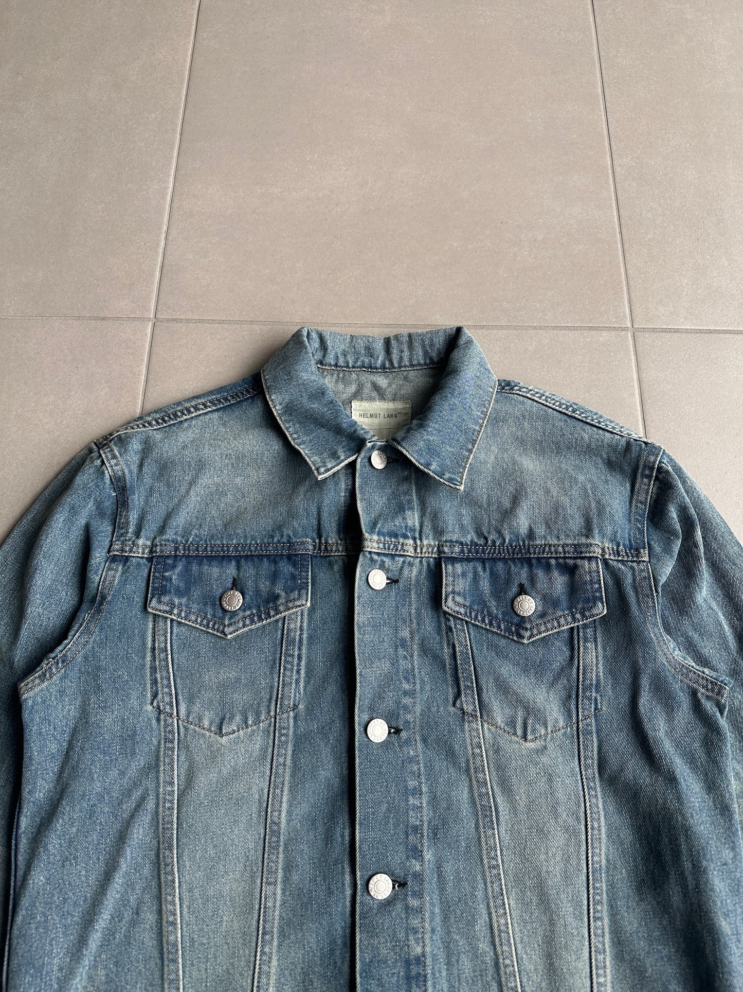Helmut Lang Circa 2000’s  vintage sanded denim trucker jacket