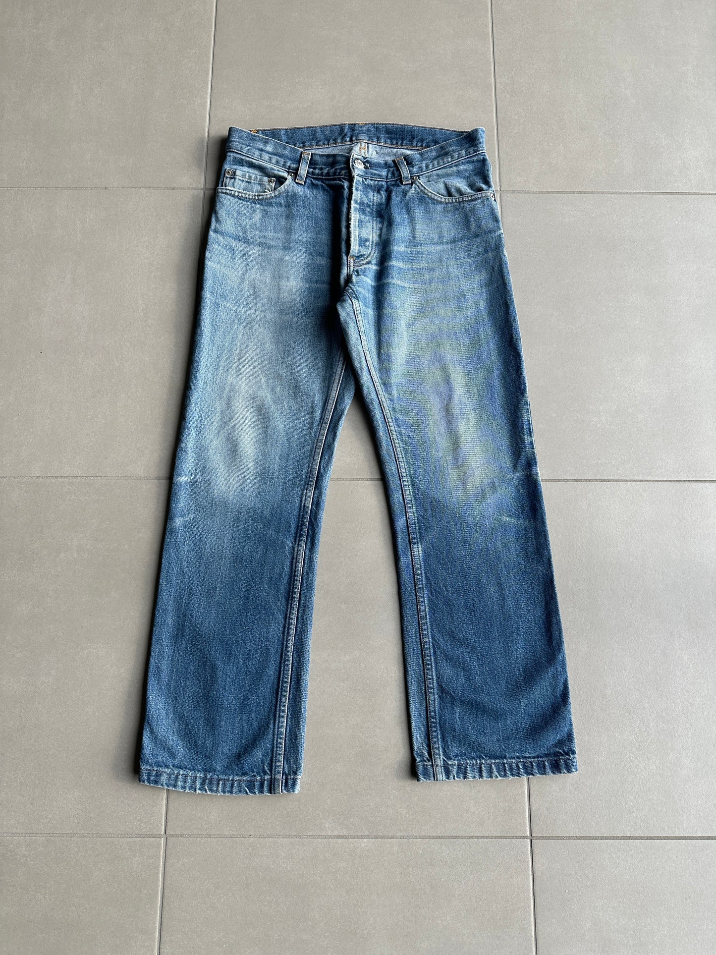 Helmut Lang Circa 2000’s  blue washed bootcut denim