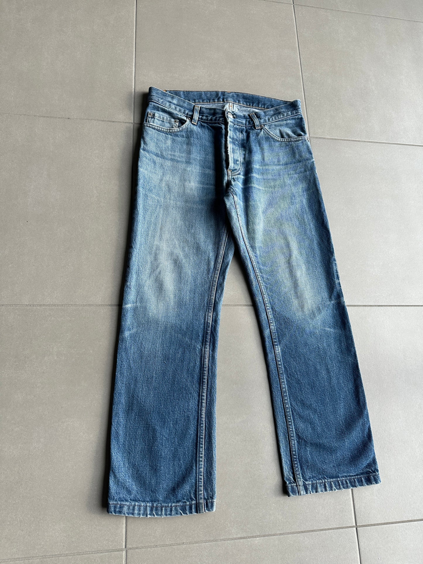 Helmut Lang Circa 2000’s  blue washed bootcut denim
